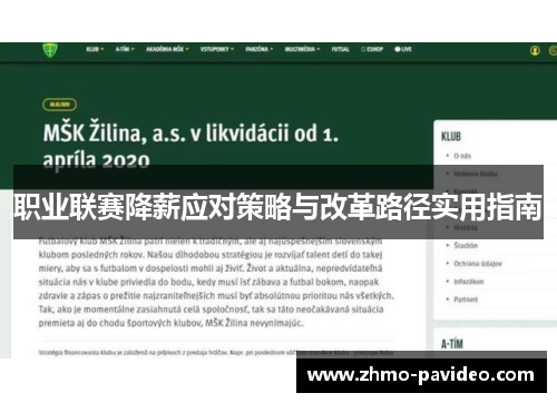 职业联赛降薪应对策略与改革路径实用指南