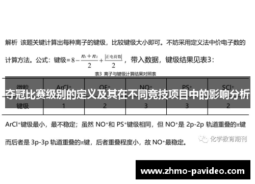 夺冠比赛级别的定义及其在不同竞技项目中的影响分析
